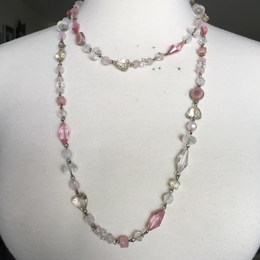 Pink Wrap Necklace with Flower Accents
